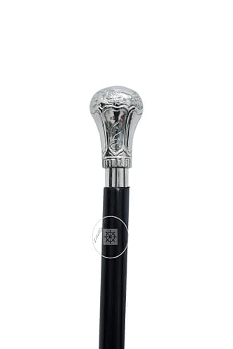 Alfiya Nautical Chrome Plated Brass Knob Walking Cane | Classic Wooden Support Stick with Comfortable Grip | Durable Walking Accessory & Gift — view 2