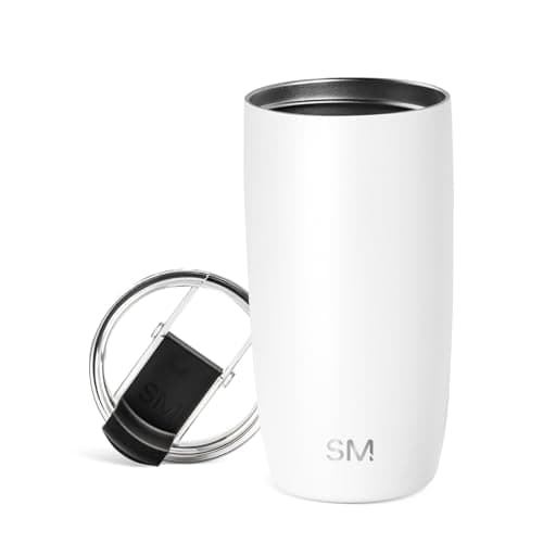 Simple Modern Travel Coffee Mug Tumbler with Flip Lid | Insulated Stainless Steel Iced Coffee Cup | Gifts for Women & Men | Voyager Collection | 470ml | Winter White