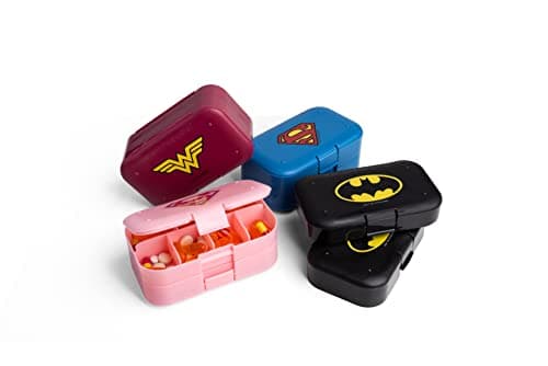 Smartshake Supergirl Pill Box Organizer (Pack of 2) - Portable Size, BPA Free & Phthalate Free - Medicine Storage Box for Daily Use - 7-Day Pill case for Travel, Vitamin, and Supplement (Supergirl) — view 3