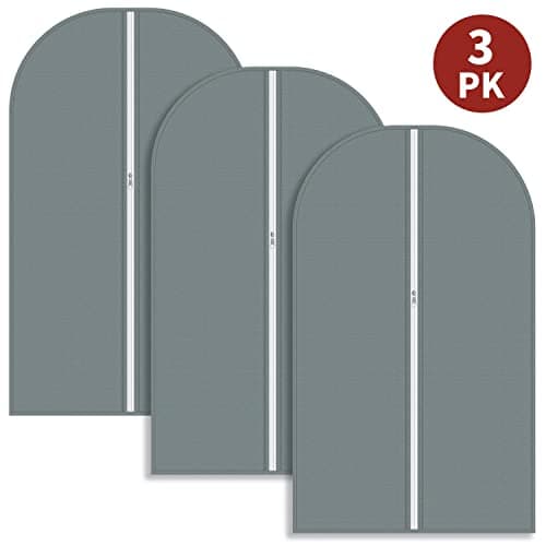 Vinsani 3pc Dustproof Garment Bags Hanging Clothes Covers Breathable, Grey — view 6
