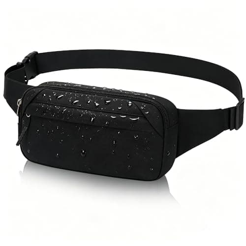 Waterproof Bumbag Waist Fanny Pack Running Belt for Men Women Unisex Bum Bag with Adjustable Belt for Outdoors Workout Hiking Gifts for Ladies Boys (Black) — view 2
