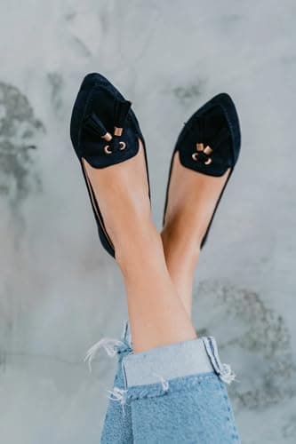 Rollasole Women's Loafers – Midnight Blues - Folding Flat Shoes for Women, Stylish Foldable Slip on Loafer for Handbag, Everyday, Nights Out, Parties, Wedding, Travel, Womens Gifts — view 5