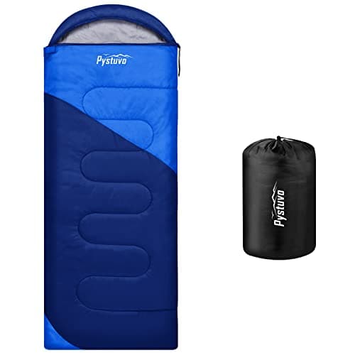 Pystuvo Sleeping Bag for Adults,4 Season Sleeping Bag,Lightweight,Waterproof Indoor & Outdoor Use,Navy Blue+Blue