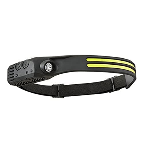 ANTUK Head Torch Rechargeable, 230° Wide Beam LED Headlamp with Motion Sensor, 2 Modes, Waterproof Lightweight Headlight for Running/Camping/Hiking/Fishing (1, 2 Front Led Lichtleiste)