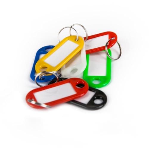 D.RECT Key Tags 10 Pcs - Plastic Keyring Tags with Loops - Key Ring with Window for Luggage, Pet Name and Office Key Labels, White — view 6