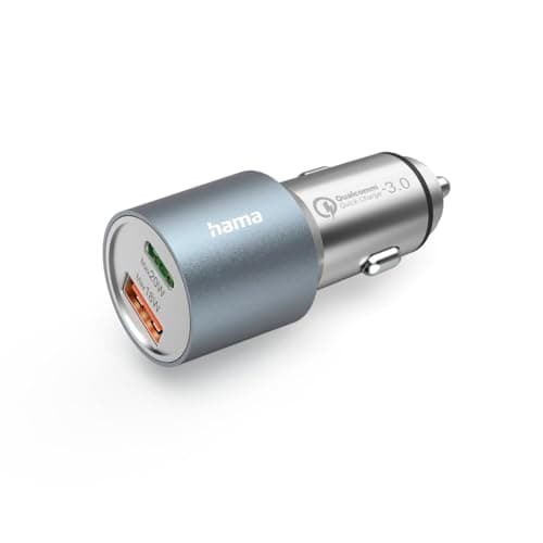 Hama Car Charger 1x Power Delivery USB-C, 1x Quick Charger USB-A (38W, 12-24V, LED indicator) silver