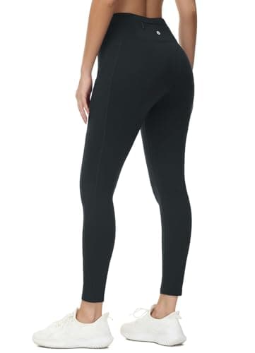 baleaf Women's Fleece Lined Water Resistant Leggings High Waisted Thermal Running Tights Winter Yoga Sports Trousers Pockets 25'' Black M — view 2