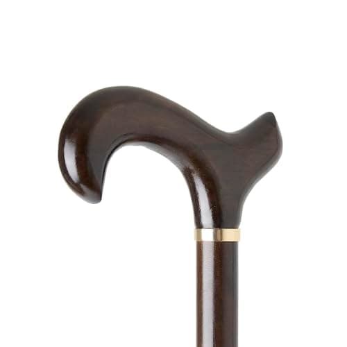 Woodland Wooden Derby Cane Lightweight Walking Stick for Men Women, Brown — view 6