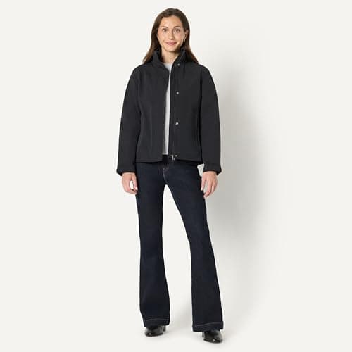 Amazon Essentials Women's Relaxed-Fit Packable Lightweight Waterproof Hooded Rain Jacket, Black, S — view 5