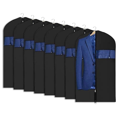 Univivi Garment Bags 43 inch Suit Bags for Storage Black, Set of 8