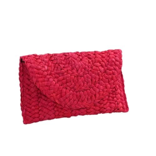 Gyios Straw Shoulder Bag Turquoise Thick‑knit Raffia Envelope Clutch Bag, Fold‑over Hand‑held Purse For Beach Vacation Evening Parties-khaki — view 5