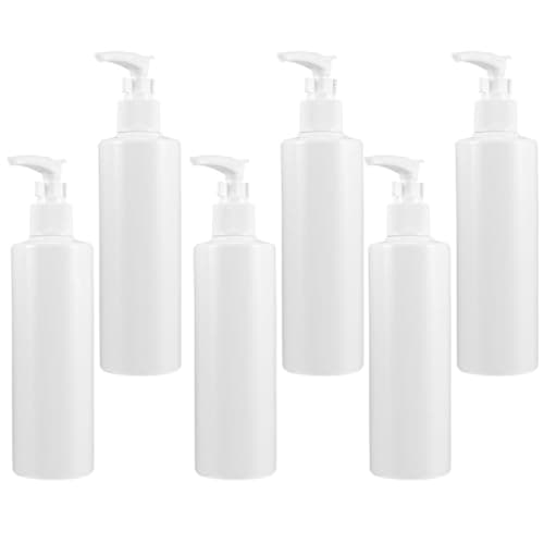 6 Pack 250ml Plastic Pump Dispenser Lotion Bottle White