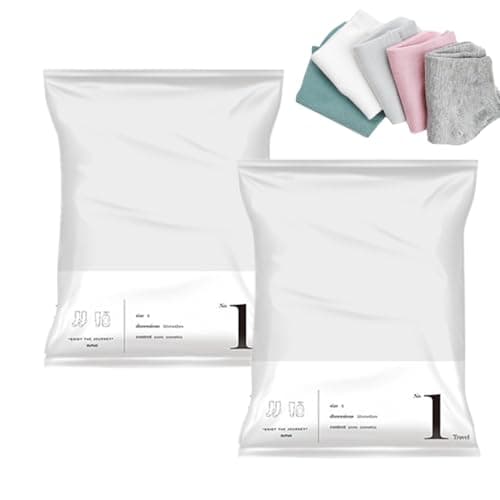Set of 2 Vacuum Travel Bags for Rolling – Compression Bags for Clothes, Suitcase, Backpack, Space Saving Without Vacuum Pump, Reusable Organizer Kit, Manual Airtight Useful Pack