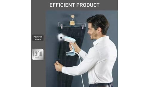 Tefal Access' Steam Pocket DT3041G0 Handheld Compact Garment Steamer, 1300W / White & Sky Blue — view 5