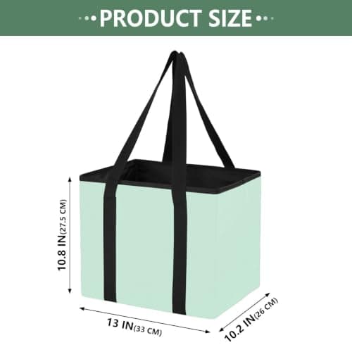 GuoChe Car Trunk Organizer Reusable Shopping Bags for Groceries Solid Mint Green Design Heavy Duty Foldable Tote Bags with Hard Bottom & Handles for Shopping Work Travel, 1 Pack — view 4