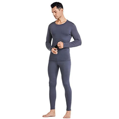 PISIQI Men's Thermal Underwear with Ultra Soft Fleece Lining, Base Layer for Skiing in Warm Winter, Top and Bottom, Dark gray, M — view 6