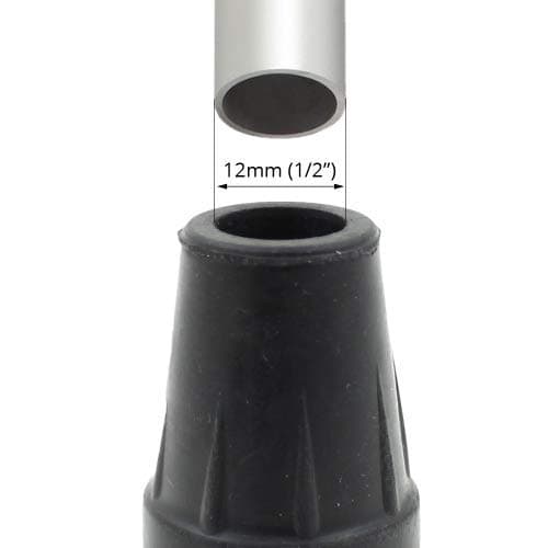 QTY 4pcs 12mm (1/2") Small Black Rubber Ferrules Tips Ends for Trekking Poles or Slim Canes by Lifeswonderful — view 3