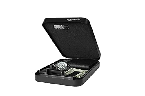 Amazon Basics Portable Security Lock Box Safe with Combination Lock for Documents and Jewelry, XXL, Black — view 4