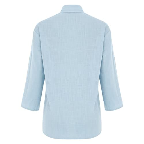 2026 New Womens T Shirt Flexible Sports Wear V Neck Long Sleeve Soft Fabric Soft Handle Spring Summer Solid for Beach Holiday City Break Everyday Styling Light Blue 3XL — view 4