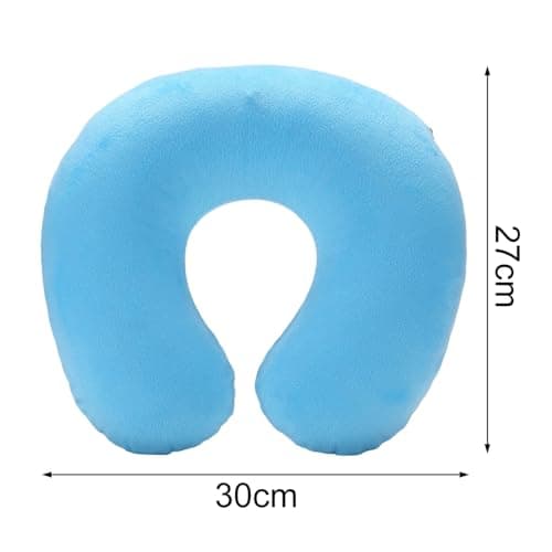 ulafbwur U-shaped Travel Pillow Neck Pillow Cushion U-shaped Pillow Flocked Plush Fabric Comfortable Touch Sky Blue One Size — view 3