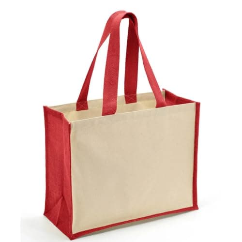 Printshirts Personalised Canvas Tote Bag – Custom Shopping Bag with Image, Logo or Text, Large Reusable Shoulder Bag, Natural Contrast Colour Handles, Personalised Gift Bag Red — view 4