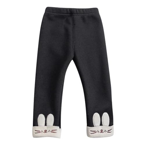 Kids Winter Leggings for Girls Boys, Thick Velvet Warm Pants with Fleece Lining, Soft Thermal Tights for Toddlers and Children, Size 12 Months to 4 Years (Black, 2-3 Years)