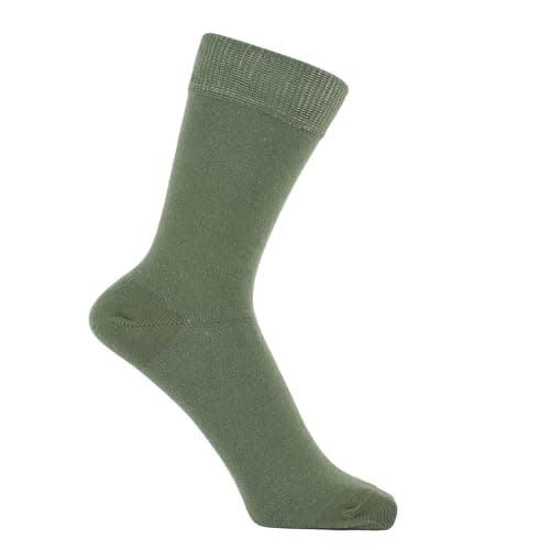 ZAKIRA Combed Cotton Dress Socks - Plain Colour Business Crew Socks for Men & Women, Soft Breathable Cotton, 6-10 (UK), Army Green — view 3