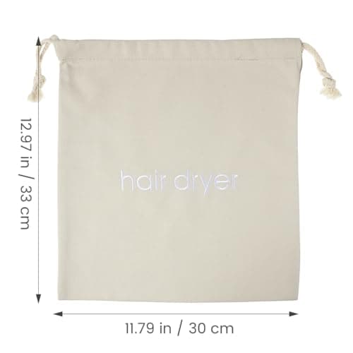 Minkissy Hair Dryer Bags Drawstring Bag for Travel Bathroom Storage Light Grey Canvas Drawstring Pouch Protective Dustproof Organizer for Hotel Guest Room and Home Use 33x30cm — view 4