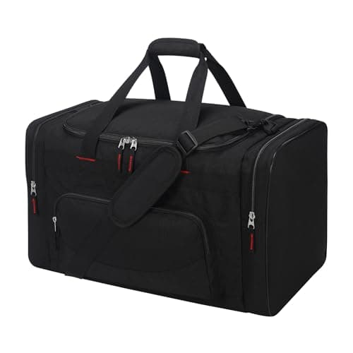 55L Large Sports Holdall Bags for Men, 22 Inch Gym Duffle Bag with Multi Pockets, Travel Fitness Weekend Overnight Bag - Black