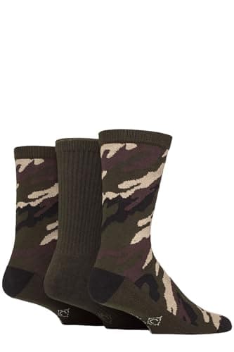 COUNTRY PURSUIT Men’s 3 Pair Water Repellent Cotton Socks – Cushioned Outdoor Walking Wellington Boot, Breathable Durable Comfort Fit Size 6-11 (UK, Numeric, 6, 11, Regular, Regular, Camouflage)