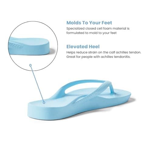 ARCHIES Arch Support Flip Flops for Men & Women – Orthotic Sandals for Plantar Fasciitis Relief – Lightweight, Cushioning, Shock-Absorbing Sandals for Walking, Foot Pain - Sky Blue (UK 10) — view 6