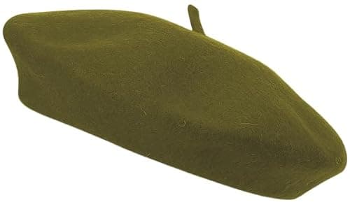 reshmena® Adult Beret Hat Women French Style Wool Hat Plain Classic Color Berets Hat's Unisex Soft Warm Outdoor Vintage Artist Hat's Beanie Unisex Beret Olive