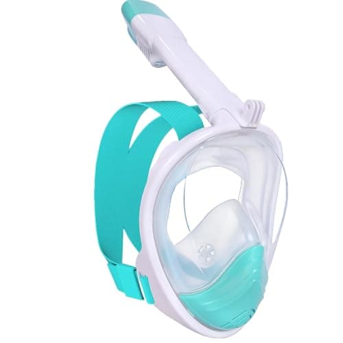 Snorkel Mask for Adults, Full Face Snorkel Set, 180°view Snorkeling Gear with Panoramic Design-Compatible Sports Camera, Diving Mask with Anti-fog Technology for Men Women(Green S/M)