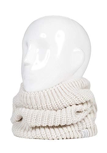 HEAT HOLDERS - Ladies Thick Winter Warm Fleece Lined Chunky Knit Thermal Neck Warmer (One Size, Cream (Chunky)) — view 3