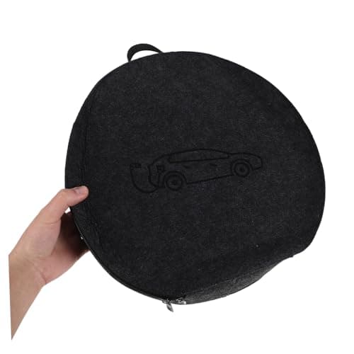STOBAZA Felt Ev Charger Storage Bag for Electric Vehicle Charging Accessories and Adapters, Lightweight with Scientific Dividers and Wide Opening Design, for Travel and Garage Organisation — view 4