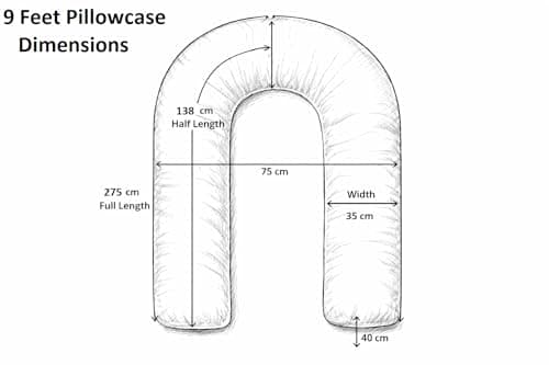 MIA U Shaped Pregnancy Pillow Case 100% Cotton Nursing Maternity Body Bolster Support Cover Zip Closure 9Feet (275cm) — view 5