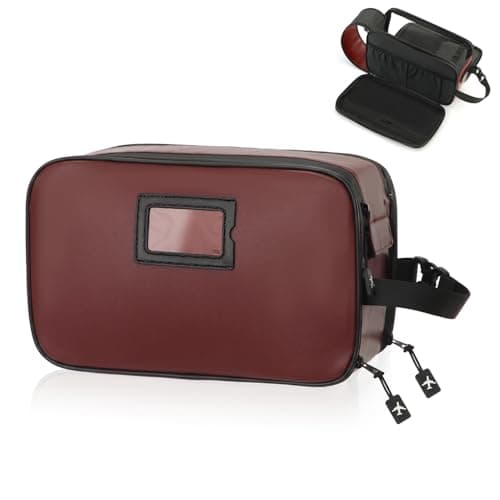 SWISSELITE Leather Toiletry Bag for Men, Water Resistant Dopp Kit for Toiletries Accessories with Wet/Dry Separation, Travel Essentials Shaving Bag Bathroom Organizer for Travel Gym Dorm (Red Wine, L)