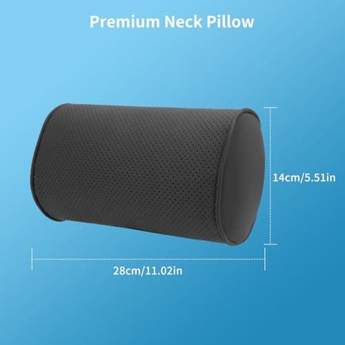 Dapucarin Car Headrest Pillow for Driving - Luxury Leather 100% Memory Foam, Ergonomic Neck Support - Universal Fit Head Rest Travel Pillow for Most Cars, Home & Office, Black, 2 Pack — view 6