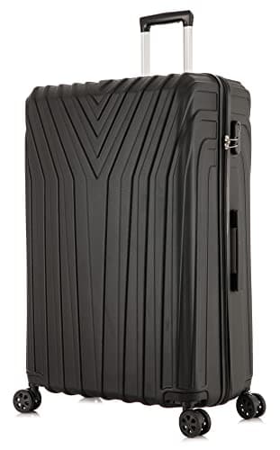 DK Luggage 24" Medium Hard Shell Suitcase Luggage 4 Wheel Spinner ABS101 (Black ABS-101, 24" Medium)