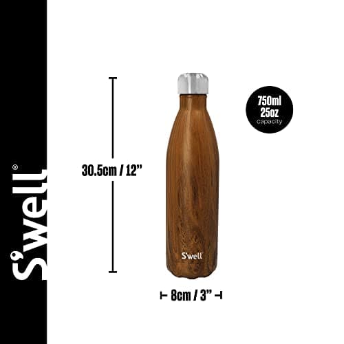S'well Stainless Steel Reusable Water Bottle, 750ml, Teakwood, Triple-Insulated and Leak-Proof Drinking Bottle for Hot and Cold Beverages up to 48h Cold/24h Hot, Brown — view 2