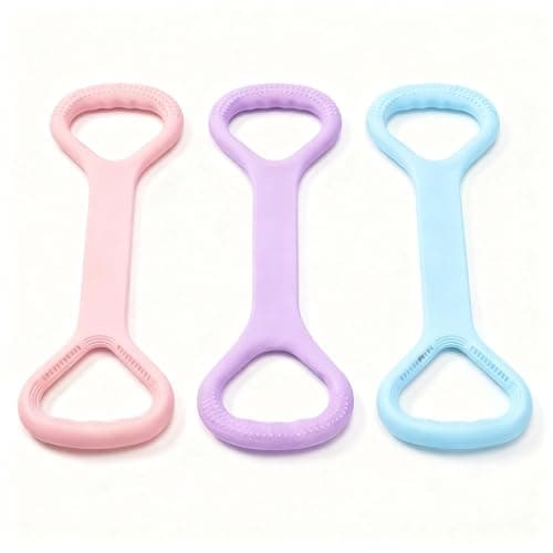 Mtbricey 3 Pcs Resistance Bands Figure 8 Resistance Band with Textured Grip Handles Portable Home Fitness Workout Equipment for Pilates Yoga Improves Upper Back and Shoulder Mobility