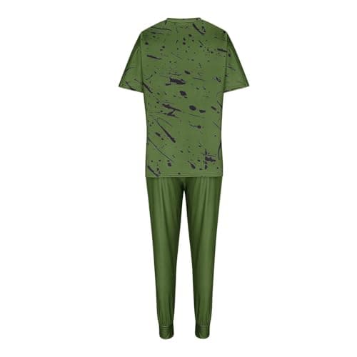Womens 2 Piece Travel Outfit Gym Tracksuit Set Summer Lounge Outfit Set Sweatsuits Printed Short Sleeve Tops High Waist Wide Leg Drawstring Joggers Pocket Sweatpant Casual Loose Holiday Dailywear 6-16 — view 4