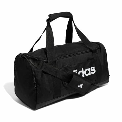 adidas Unisex Essentials Linear Duffel Bag Duffel Bag, Black/Black/White, S — view 3