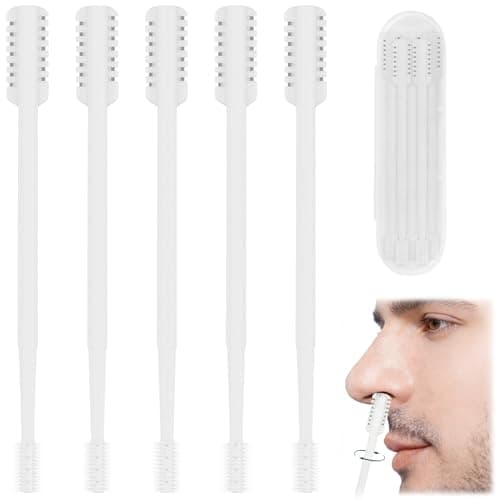 5PCS 2-in-1 Nose Hair Trimmer for Men and Women, Double Sided Nasal Hair Trimmer, 360° Painless Nose Trimmer Men & Ladies, Ear and Nose Hair Trimmer for Men (White)
