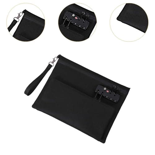 LeeQinersw Storage Bag with Password Lock Combination Lock Travel Cable Organizer for Cord Credit Card Jewelry, Black — view 3