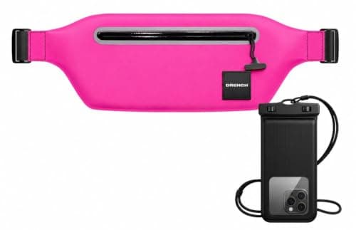 Drench 100% Waterproof Pink Bum Bag & Phone Pouch Set | Stylish Waterproof Waist Bag for Beach Holidays, Girls Trips & Travel | Waterproof Phone & Essentials Pouch for Pool Days & Cruises