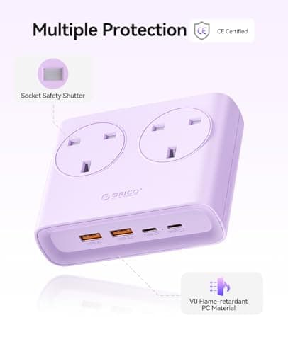 ORICO PD 25W Extension Lead with USB Slots with 2 USB C and 2 USB A Purple — view 5