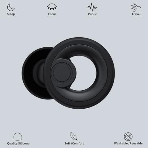 Jayine Ear Plugs for Sleep, Hearing Protection Ear Plugs Noise Cancelling 30dB, Reusable Soft Silicone Earplugs for Sleep, Focus, Travel or Concerts, Ear Tips in XS/S/M/L - Black — view 2