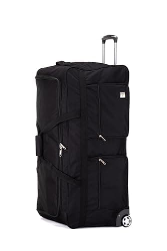 ATX Luggage 36" Extra Large Wheeled Duffle Bag Lightweight Rolling Wheels Suitcase Extra Durable Holdall for Sports Travel and Cargo | Black