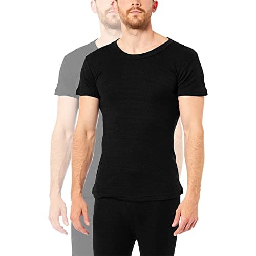 Heatwave® Pack of 2 Men's Thermal T Shirt, Warm Underwear Baselayer Thermals, XX Large Black — view 2